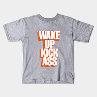 Wake Up kick Ass in Peach Fuzz Pantone Kids T-Shirt